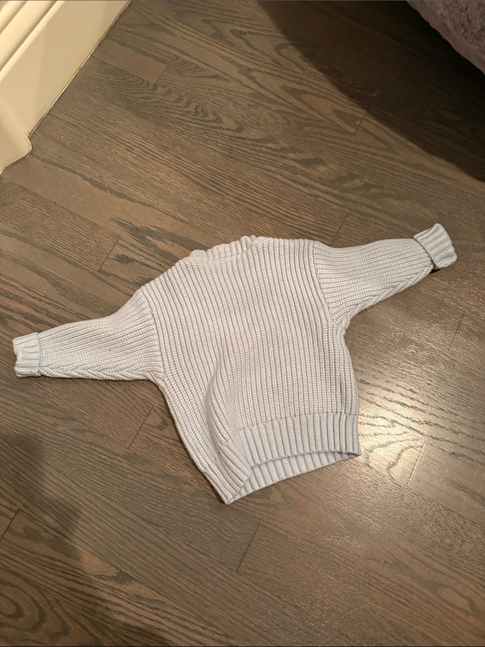 Baby Boy Little Bro Baseball Sweater 0-3M Blue Knit Pullover - Picture 3 of 4